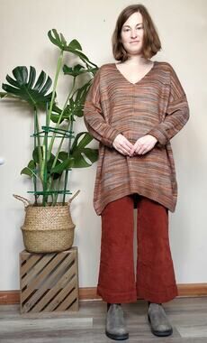 A New Approach Striped Sweater Brown Gray XL